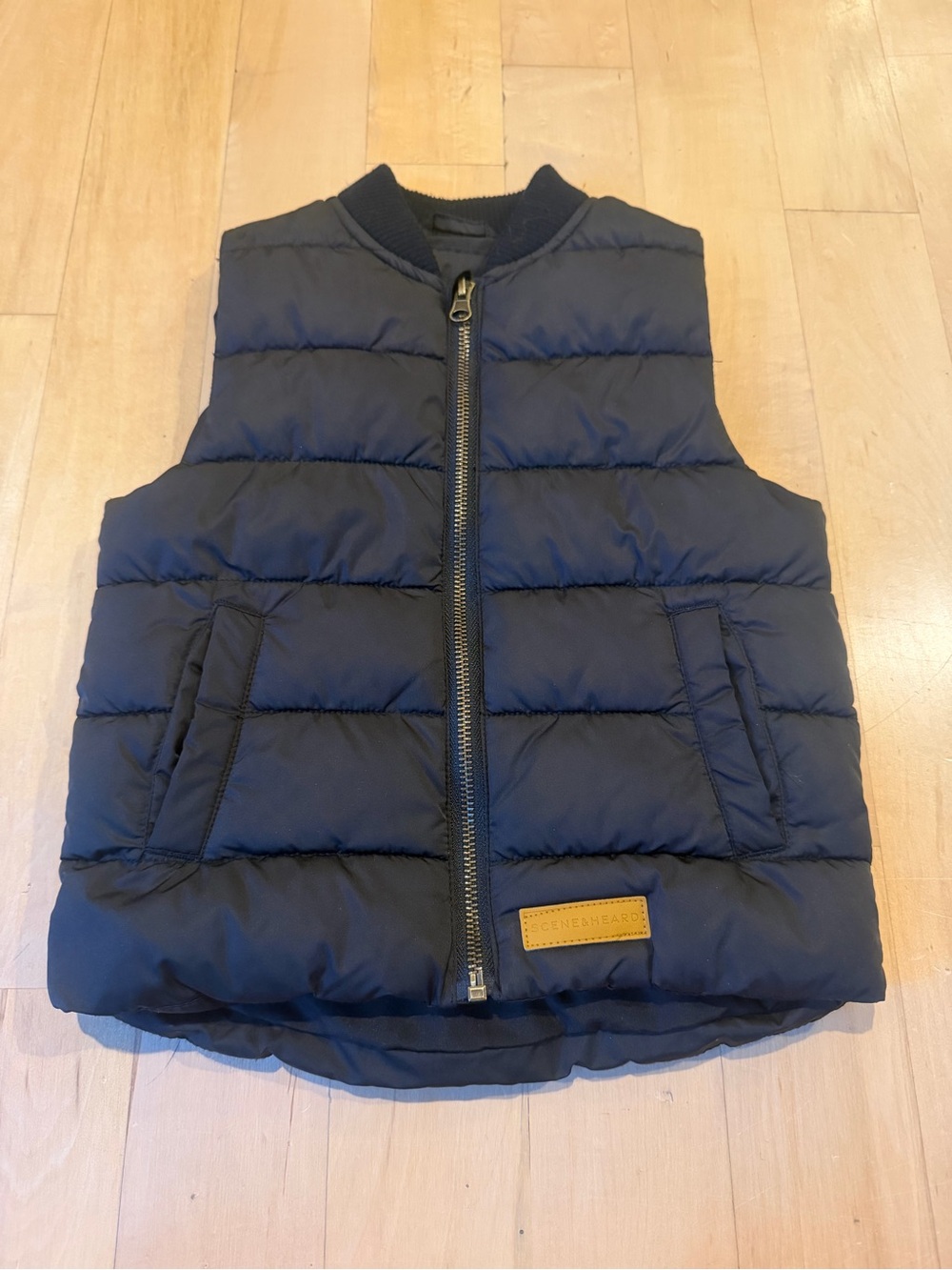 Kids Quilted Black Puffer Vest with Front Zip